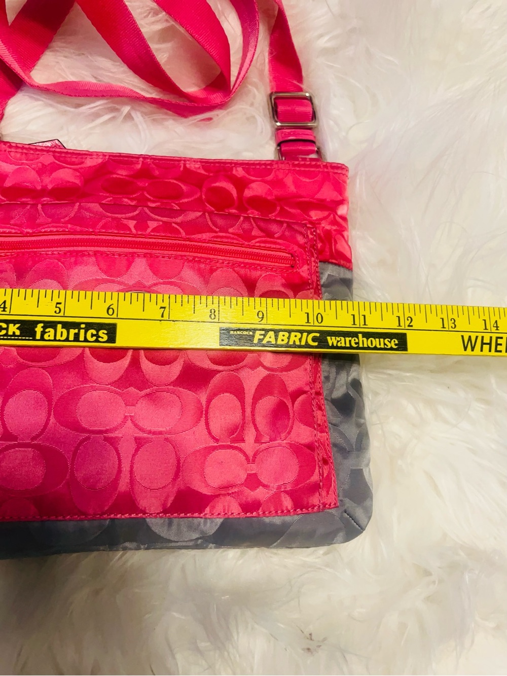 Coach Signature hot pink and gray Nylon F77576 crossbody bag - Picture 13 of 13